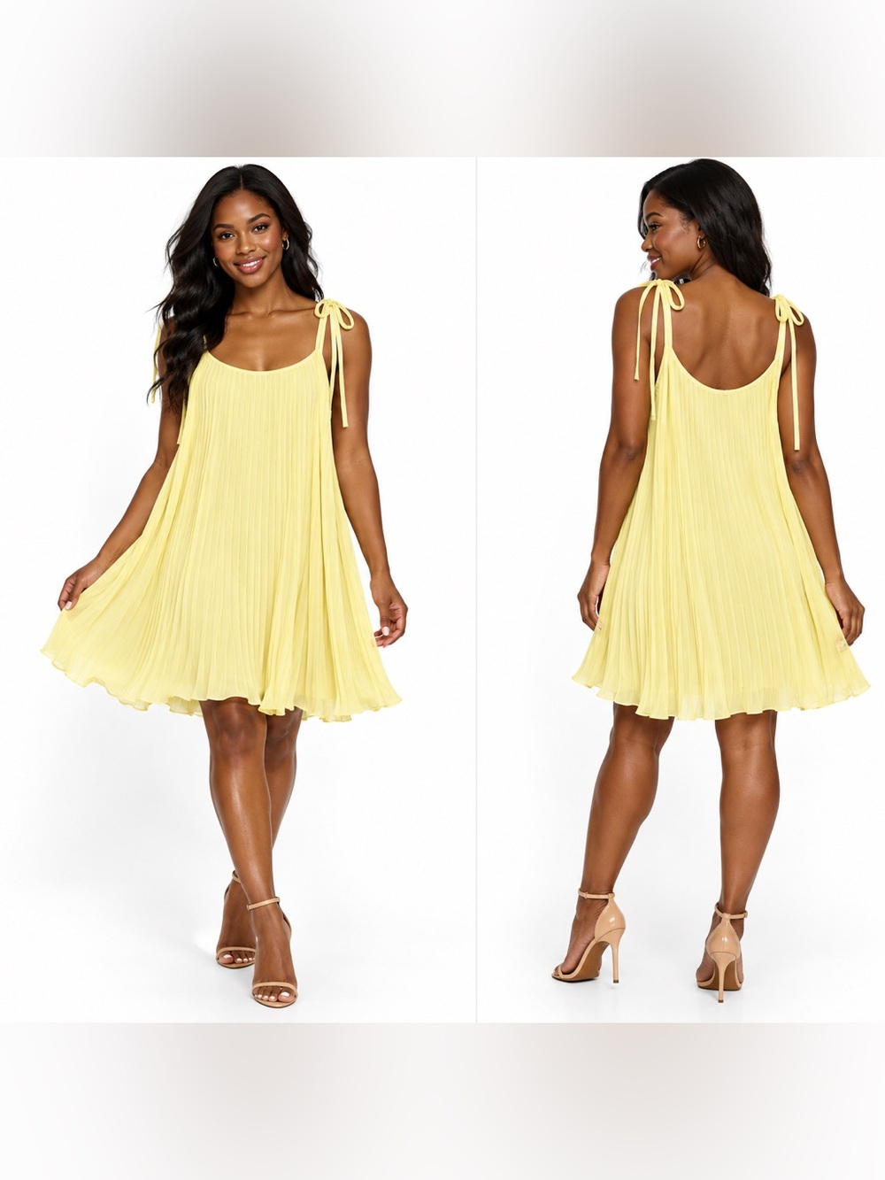 NWT BCBGeneration Womens Pleated Slip Chemise Yellow Slip Dress Size Medium